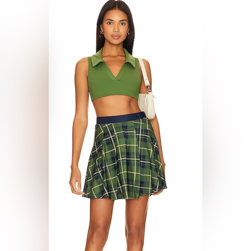 NWT Revolve WeWoreWhat Plaid Tennis Skort in Court Green Multicolored - Picture 1 of 5